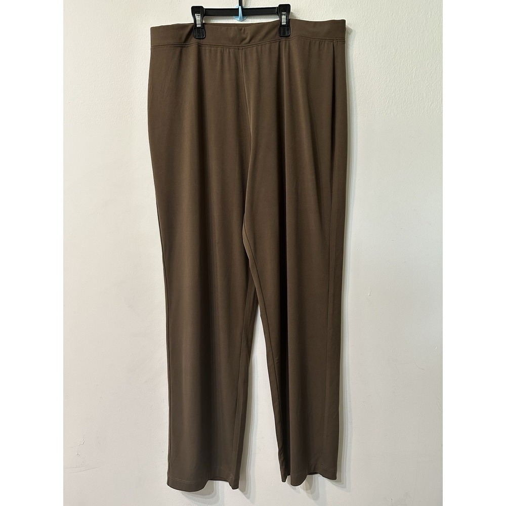 Susan Graver Essentials Pants Women's MP Medium Petite Brown Liquid Knit Poll On